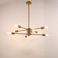 YANSUN 8-Light Industrial Chandelier, Brushed Brass Branch Ceiling Light Fixture E26 Vintage Farmhouse Lighting for Dining Room Living Room