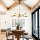 YANSUN 8-Light Industrial Chandelier, Brushed Brass Branch Ceiling Light Fixture E26 Vintage Farmhouse Lighting for Dining Room Living Room