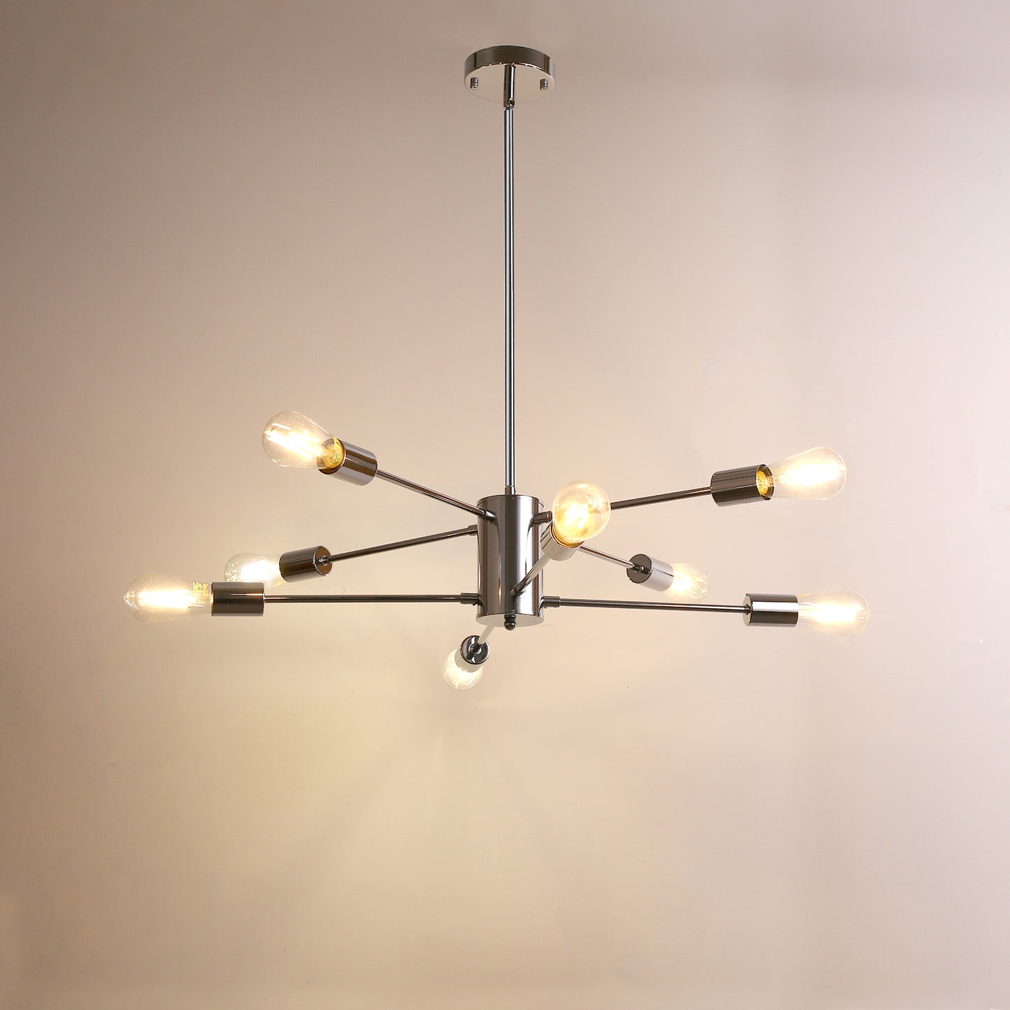 YANSUN 8-Light Modern Chandelier E26 Metal Ceiling Light Fixture with 11.8in Arms and Adjustable 39.4in Downrods for Dining Room Living Room Entryway