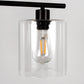 4-Light Matte Black Modern Island Chandelier Fixture with Clear Glass Shades