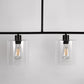 4-Light Matte Black Modern Island Chandelier Fixture with Clear Glass Shades