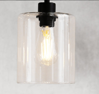 4-Light Matte Black Modern Island Chandelier Fixture with Clear Glass Shades