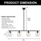 4-Light Matte Black Modern Island Chandelier Fixture with Clear Glass Shades
