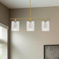 3-Light Gold Modern Kitchen Island Pendant Light Fixtures, Linear Chandelier Hanging Light with Clear Glass Shade