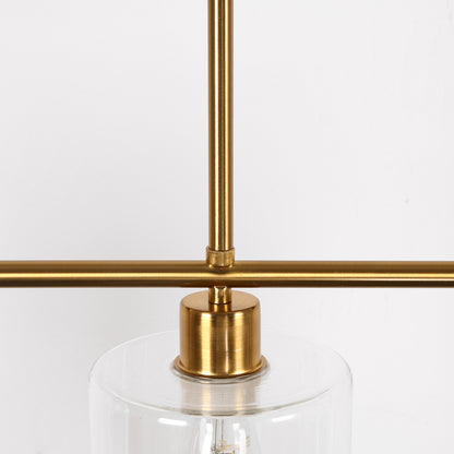 3-Light Gold Modern Kitchen Island Pendant Light Fixtures, Linear Chandelier Hanging Light with Clear Glass Shade