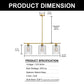 3-Light Gold Modern Kitchen Island Pendant Light Fixtures, Linear Chandelier Hanging Light with Clear Glass Shade