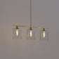 3-Light Gold Modern Kitchen Island Pendant Light Fixtures, Linear Chandelier Hanging Light with Clear Glass Shade