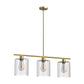 3-Light Gold Modern Kitchen Island Pendant Light Fixtures, Linear Chandelier Hanging Light with Clear Glass Shade