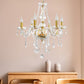 YANSUN 6-Light Gold Chandelier with Crystal Shade, E12 Base for Living Room, Dining Room, Entryway(Light Bulbs Not Included)