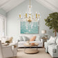 Yansun 6-Light Crystal Ceiling Light Chandelier Candle Style Chain Chandelier Pendant Golden for Bedroom Living Room