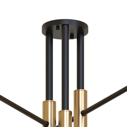 YANSUN 25 In. 6-Light Modern Satellite Semi-Flush Mount with E26 Bulb Base for Living Room, Dining Room, or Entryway 1-Pack