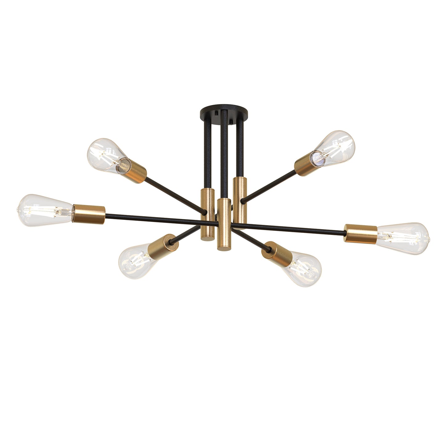 YANSUN Luxurious 6-Head Chandelier Non-Integrated Light Fixture E26 Socket Black Finish