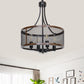 YANSUN 4-Light Rustic Wood Grain Pendant Light E12 Base Farmhouse Hanging Ceiling Pendant Fixture for Kitchen Bulb Not Included