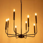 YANSUN 8-Light Matte Black Modern Chandelier Farmhouse Linear Candle with Chain for Bedroom,Dining Room,Foyer No Bulbs Included