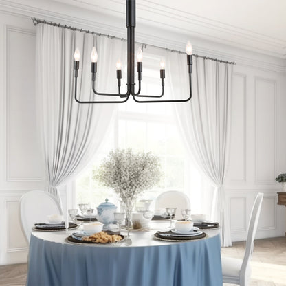 YANSUN 25 in. 6-Light Vintage American Chandelier, E12 Base, Classic Branch Pendant Light for Kitchen Bulbs Not Included