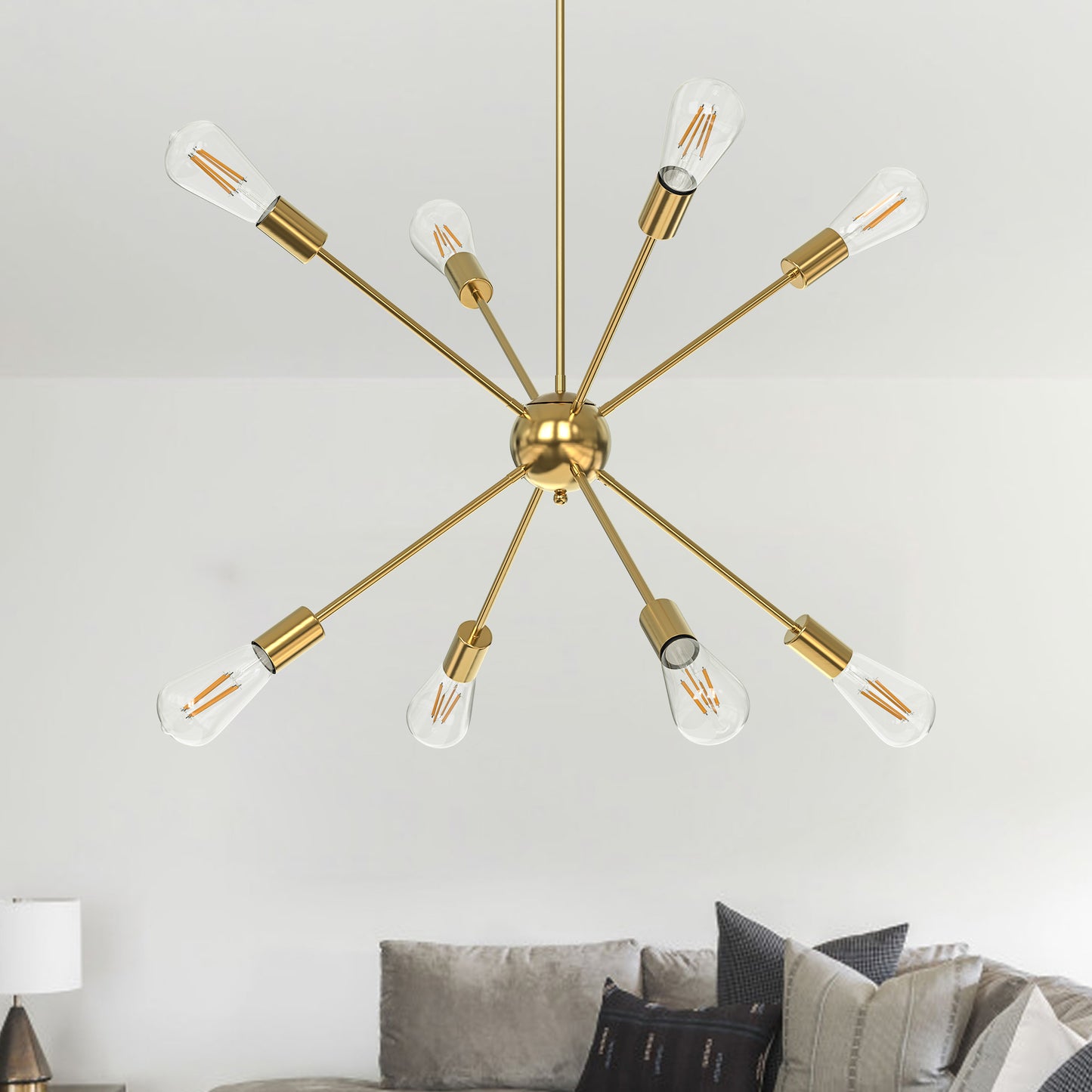 YANSUN 8-Light Satellite Chandelier in Copper Finish, E26 Base, No Bulbs Included
