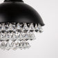 1-Light Crystal Black Metal Dome Industrial Pendant Light Modern Rustic Chandelier for Kitchen Foyer Hallway