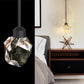 YANSUN 1-Light Modern Black Diamond Pendant Light 5W Integrated LED Hanging Ceiling Light 3000K for Kitchen Dining Room Bedroom