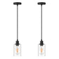 1-Light Modern Matte Black Island Pendant Light Rustic Farmhouse Industrial Hanging Light for Kitchen Dining 2 Pack