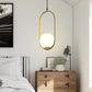 YANSUN 1-Light Modern Copper Pendant Light with White Glass Shade, No Bulb Included