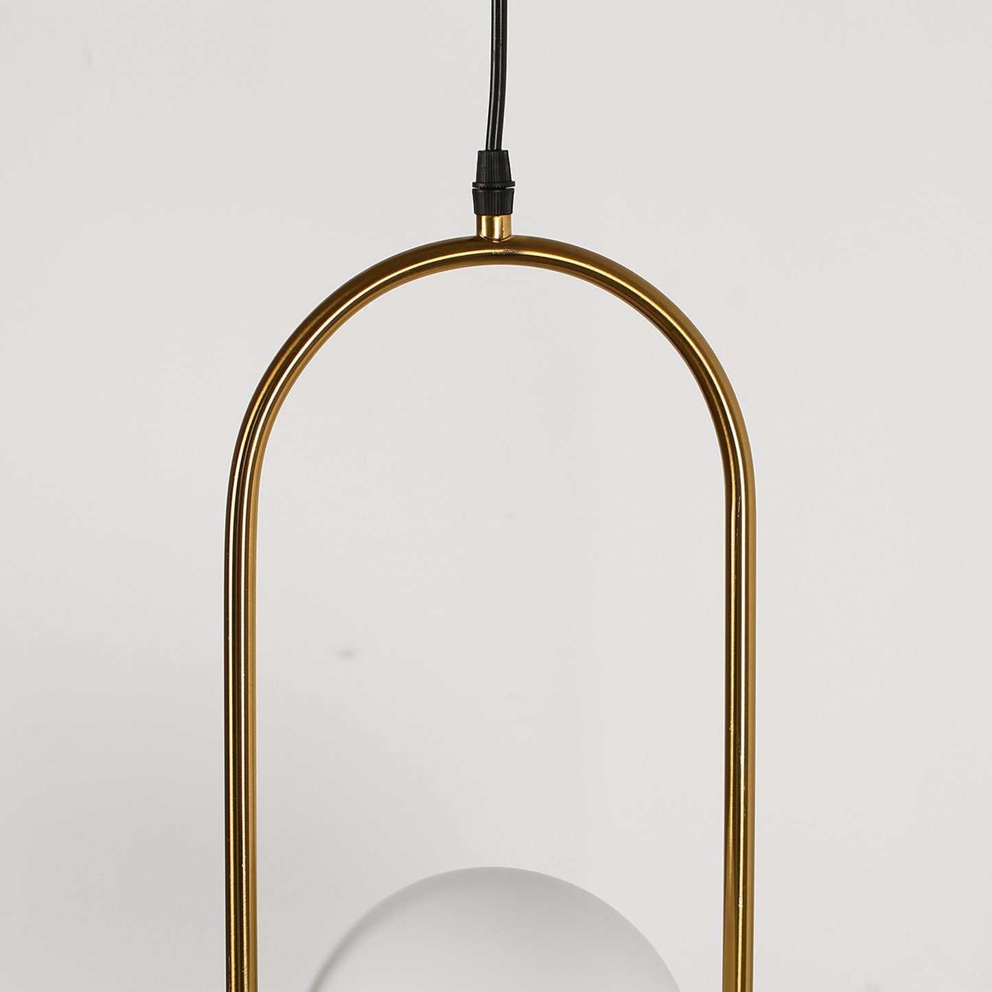 YANSUN 1-Light Modern Copper Pendant Light with White Glass Shade, No Bulb Included