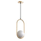 YANSUN 1-Light Modern Copper Pendant Light with White Glass Shade, No Bulb Included