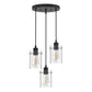 YANSUN 3-Light Modern Pendant Black with Clear Glass Shade E26 Bulb Not Included