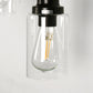 YANSUN 3-Light Black Chandelier Industrial Pendant Light Fixture with Clear Glass Shades for Kitchen and Dining Areas