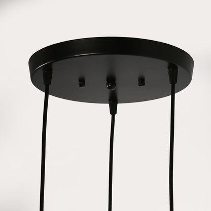 YANSUN 3-Light Black Chandelier Industrial Pendant Light Fixture with Clear Glass Shades for Kitchen and Dining Areas