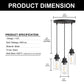 YANSUN 3-Light Black Chandelier Industrial Pendant Light Fixture with Clear Glass Shades for Kitchen and Dining Areas