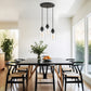 YANSUN 3-Light Black Chandelier Industrial Pendant Light Fixture with Clear Glass Shades for Kitchen and Dining Areas