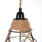 6.29 in. 1-Light Black Geometric Shaded Retro Plug-in Hand Woven Hemp Pendant Light with On/Off Switch for Dining Room