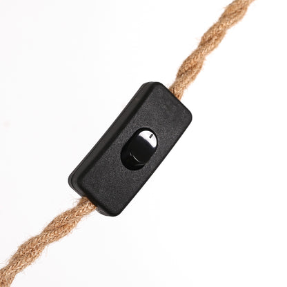 6.29 in. 1-Light Black Geometric Shaded Retro Plug-in Hand Woven Hemp Pendant Light with On/Off Switch for Dining Room