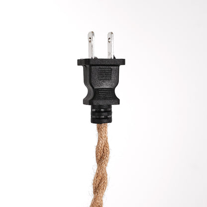 6.29 in. 1-Light Black Geometric Shaded Retro Plug-in Hand Woven Hemp Pendant Light with On/Off Switch for Dining Room
