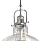 YANSUN 1-Light Chrome Glass Pendant Light with 11in Clear Glass Shade Convertible Flush Mount E26 Fixture