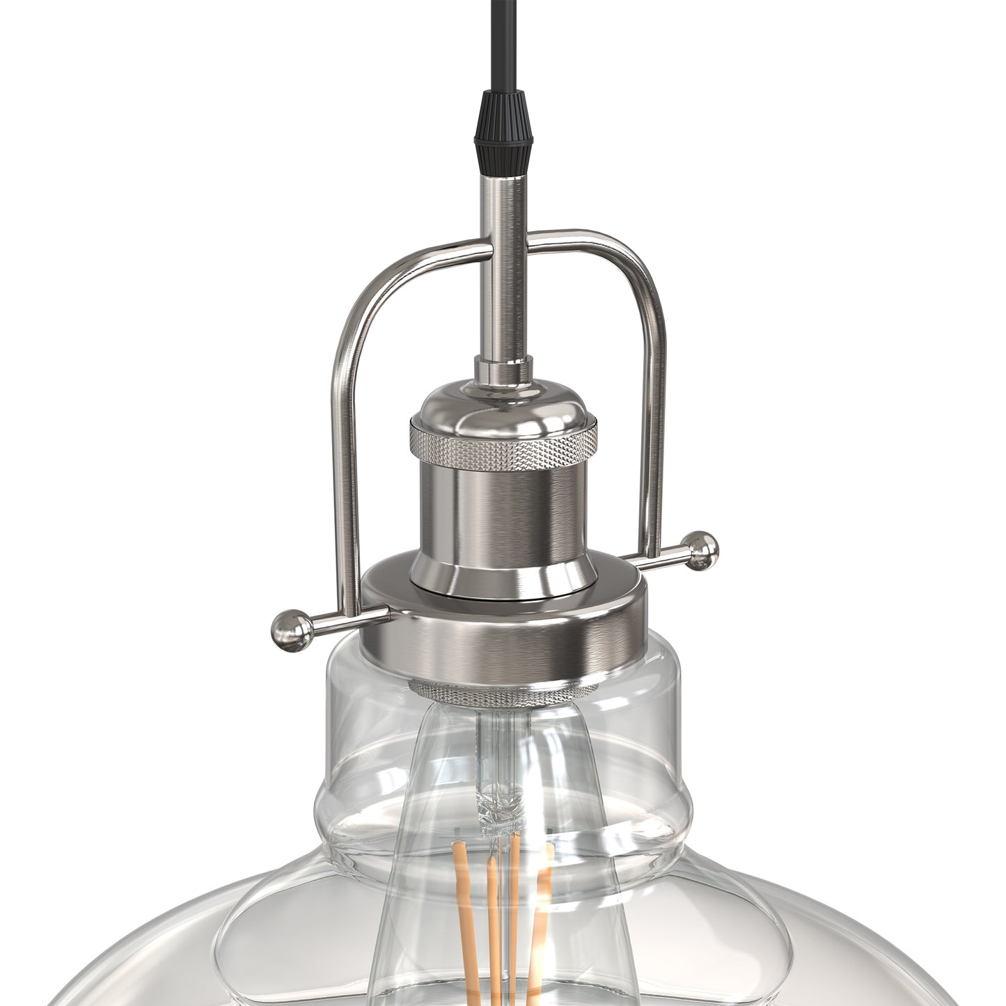 YANSUN 1-Light Chrome Glass Pendant Light with 11in Clear Glass Shade Convertible Flush Mount E26 Fixture