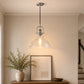 YANSUN 1-Light Chrome Glass Pendant Light with 11in Clear Glass Shade Convertible Flush Mount E26 Fixture