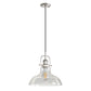 1-Light Brushed Nickel Modern Farmhouse Semi Flush Mount Pendant Light with Clear Glass Shaded