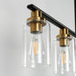 YANSUN 5-Light Black and Gold Farmhouse Linear Island Pendant Light with Clear Glass Shade for Dining Room, Kitchen Island