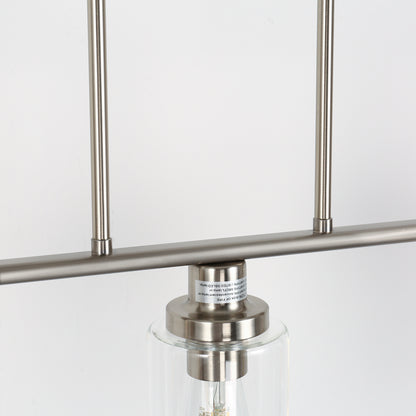 5-Light Brushed Nickel Modern Kitchen Island Pendant Lighting with Clear Glass Shade, Hanging Light for Dining Room