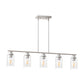 5-Light Brushed Nickel Modern Kitchen Island Pendant Lighting with Clear Glass Shade, Hanging Light for Dining Room