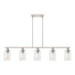 5-Light Brushed Nickel Modern Kitchen Island Pendant Lighting with Clear Glass Shade, Hanging Light for Dining Room