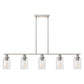 5-Light Brushed Nickel Modern Kitchen Island Pendant Lighting with Clear Glass Shade, Hanging Light for Dining Room