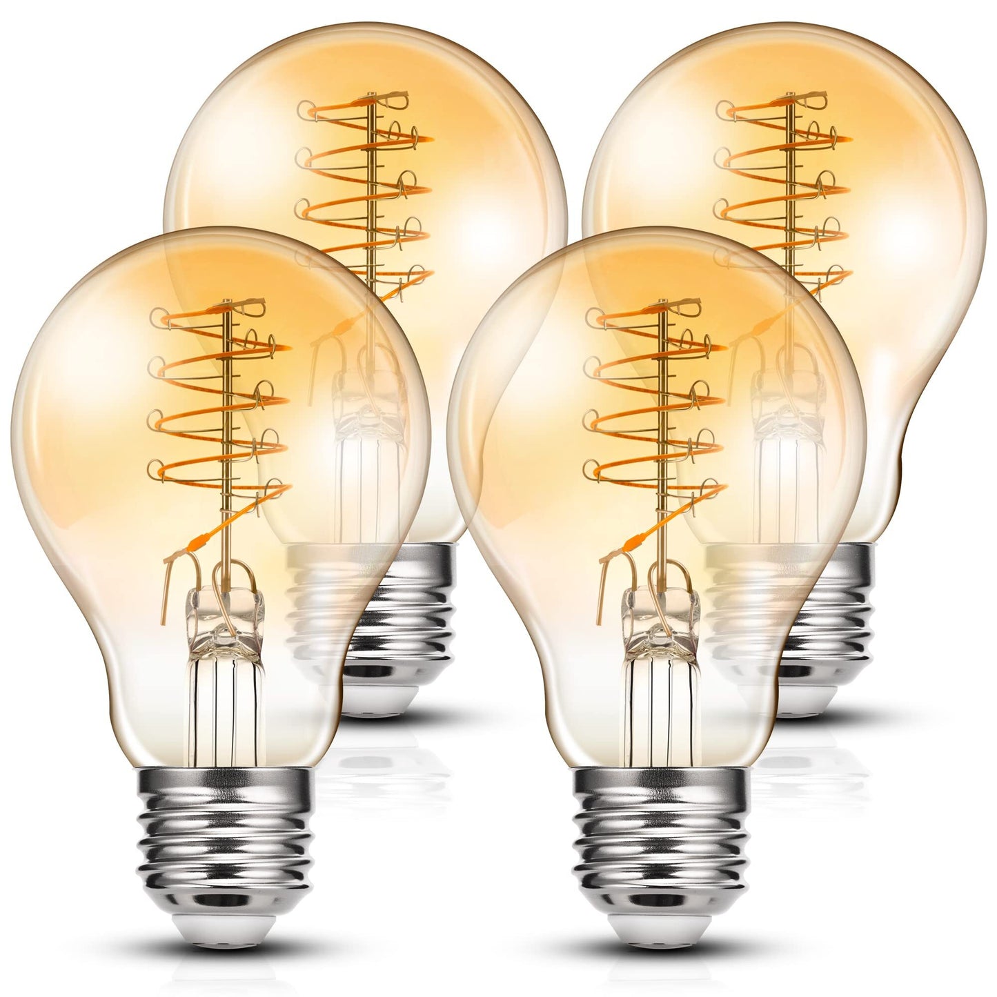 YANSUN 60-Watt Equivalent Vintage LED Edison Bulbs 4-Watt Antique LED Filament Bulb A19 2700K Warm White Non Dimmable 4-Pack