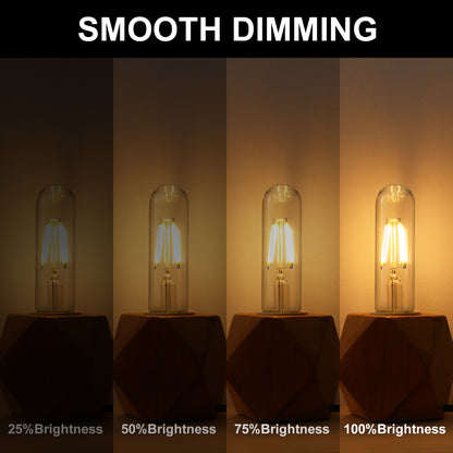 40-Watt Equivalent Edison T25 T30 LED Tubular Bulb, Vintage Filament, Warm White 2700K, Dimmable, E26 Base, 4-Pack