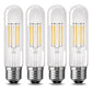 40-Watt Equivalent Edison T25 T30 LED Tubular Bulb, Vintage Filament, Warm White 2700K, Dimmable, E26 Base, 4-Pack