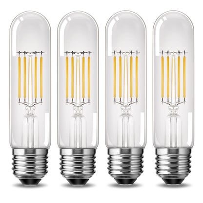 40-Watt Equivalent Edison T25 T30 LED Tubular Bulb, Vintage Filament, Warm White 2700K, Dimmable, E26 Base, 4-Pack