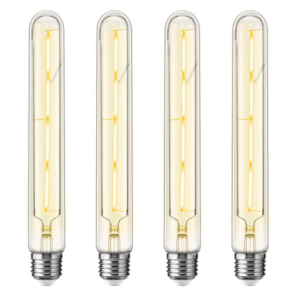 T30 LED Tubular Bulb,Vintage Filament Design, 4W (40W Equivalent), Warm White 2700K, Dimmable, E26 Base, (4-Pack)