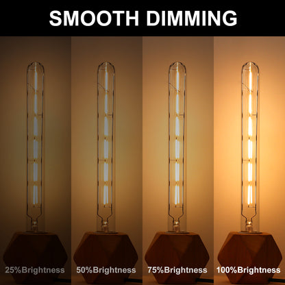 Edison T30 LED Tubular Bulb,Vintage Filament Design, 6W (60W Equivalent), Warm White 2700K, Dimmable, E26 Base, 2 Pack