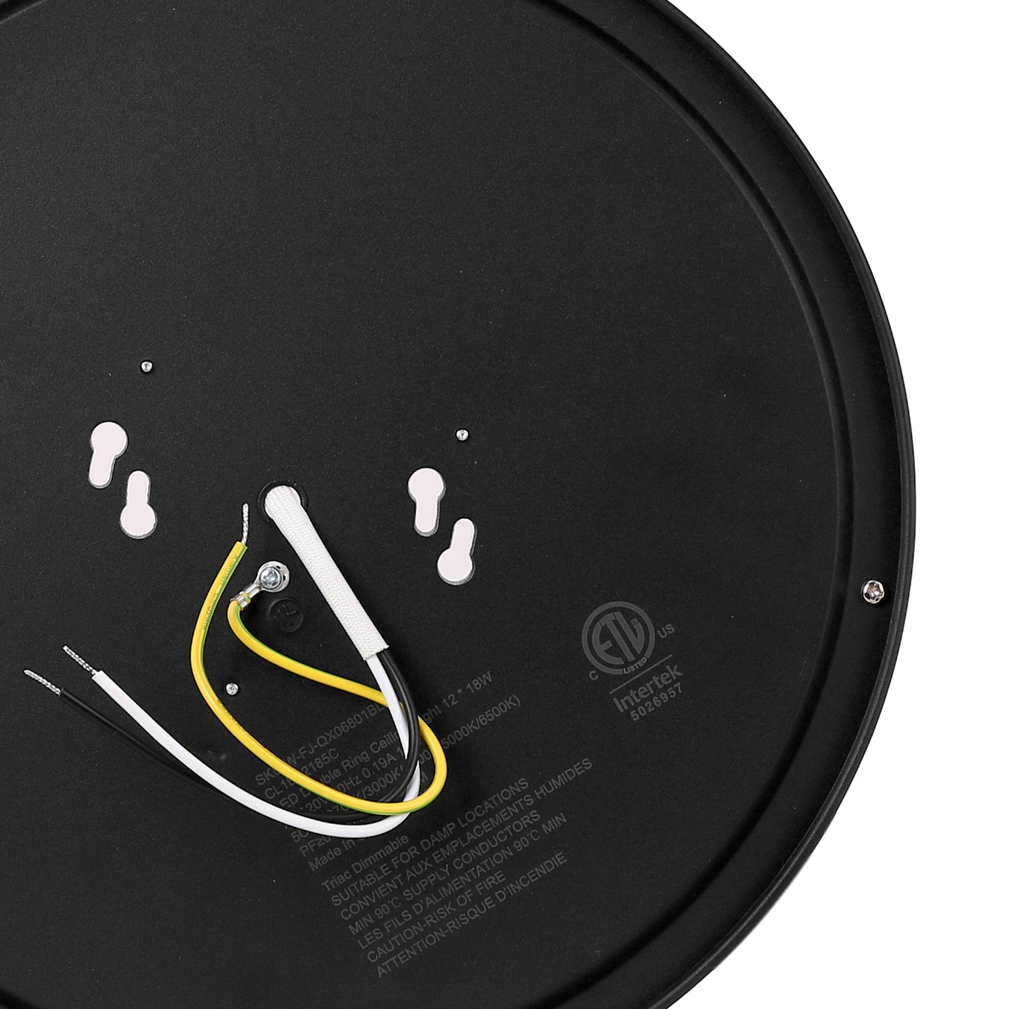 YANSUN 12 In. 18 Watt Round Sand Black Integrated LED Flush Mount with 5CCT Dimmable Function